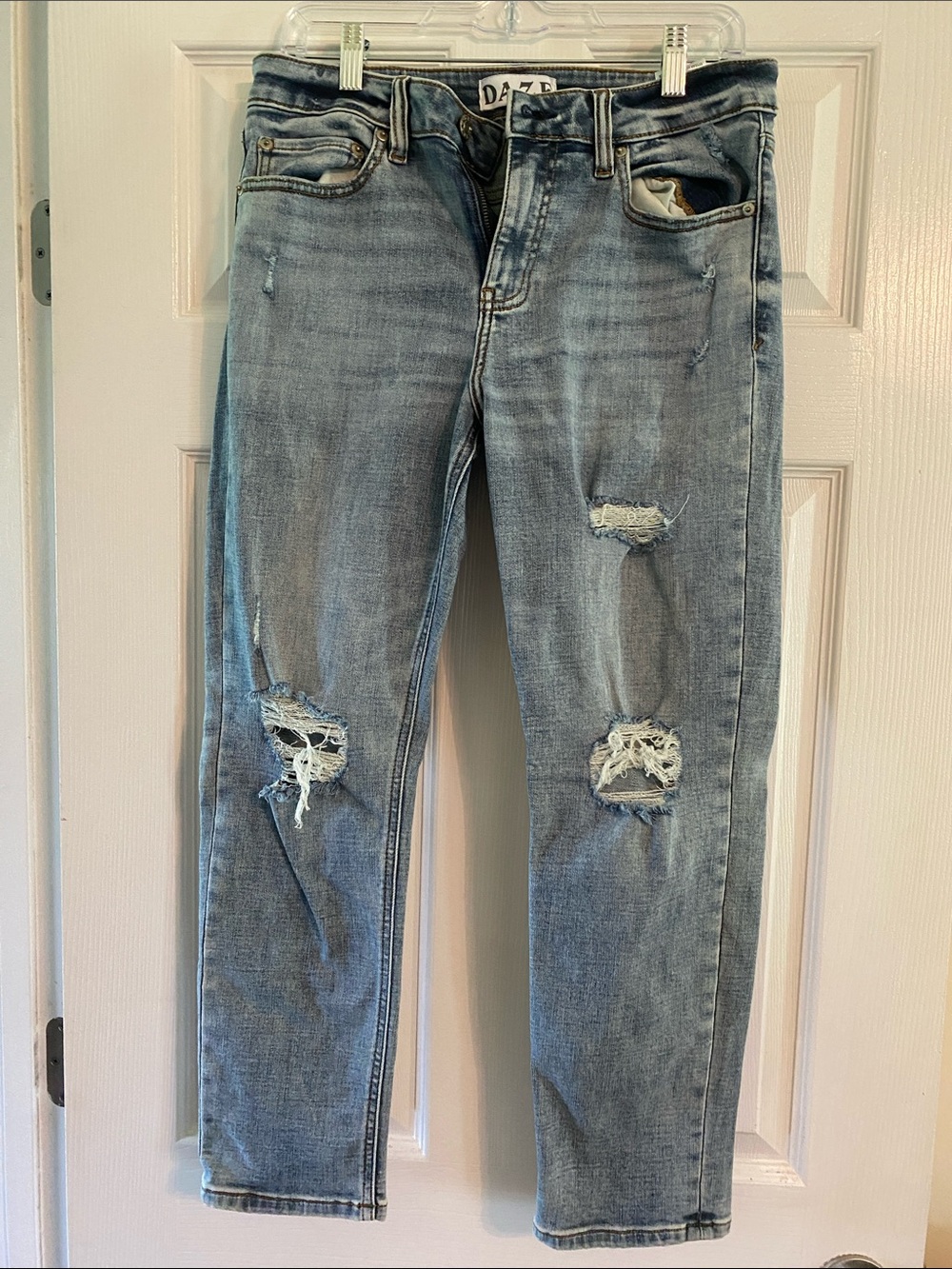 DAZE Washed Light Blue Distressed Boyfriend Jeans